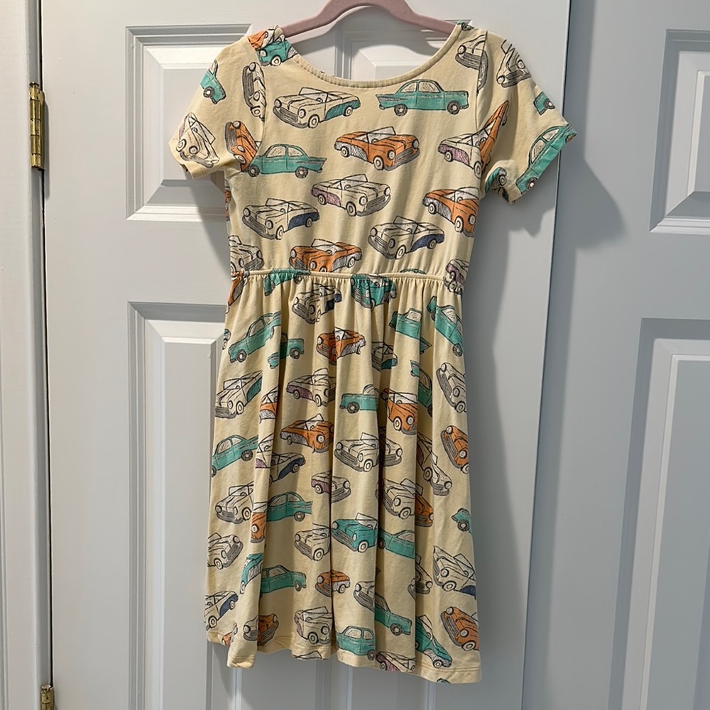 Tea Collection Green Sundress with Cuffed Sleeves and Crew Neck
